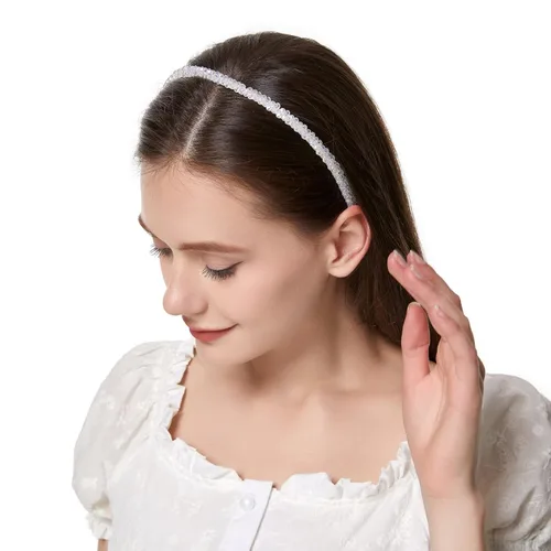 Miniatura 4 de Cuizhiyu Paquete de 4 diademas de diamantes de imitación de cristal para mujeres y niñas, de doble fila, con cuentas brillantes, aros