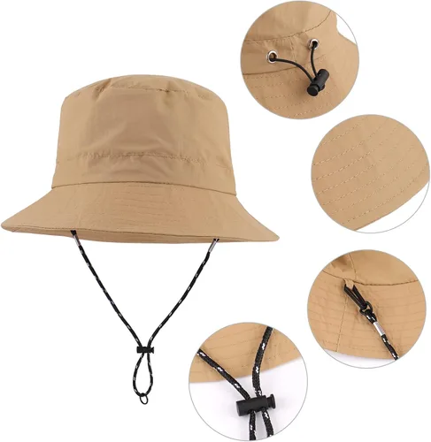 Miniatura 2 de Sombrero de sol para hombres y mujeres, ala ancha, UPF 50+, sombrero de pesca y pescador, impermeable, plegable, sombrero de sol para playa, Caqui