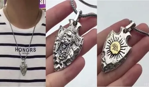 Miniatura 7 de Collar con dije de plata pura 999 Escudo de águila nativa americana Colgante de jefe indio para hombre Joyería para hombre, Plata esterlina, Sin