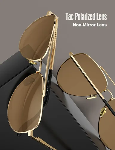 Miniatura 5 de LUENX, Aviator - Gafas de sol polarizadas, para hombres y mujeres, protección UV 400, con funda 60MM