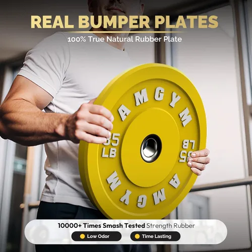 Miniatura 4 de Discos de peso olímpicos de 2 pulgadas y caucho para barras, discos para gimnasio en casa, entrenamiento de fuerza y levantamiento de pesas, 10 a