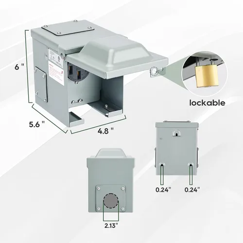 Miniatura 6 de RVGUARD Caja de toma de corriente de 50 amperios 125/250 voltios RV/EV, cerrada con cerradura resistente a la intemperie, panel de receptáculo