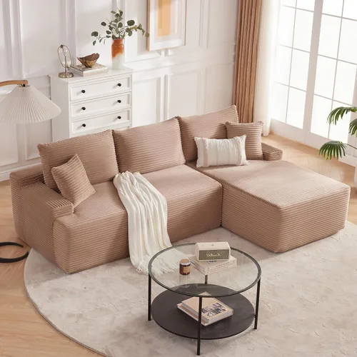 Miniatura 39 de Mangodan Sofá seccional Cloud, sofá deshuesado para sala de estar, sofá modular con asiento profundo, cómodo sofá esponjoso en forma de L con diván