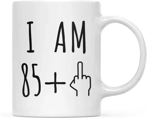 Miniatura 86 de Andaz Press Divertida taza de café de 11 onzas, regalo de broma de cumpleaños, I Am 49 + 1 dedo medio, 1 paquete, ideas de regalo de cumpleaños 50
