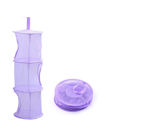 Miniatura 5 de Organizador de bolsas de malla para ahorrar espacio, 3 compartimentos, cesta de almacenamiento de juguetes para habitación de los niños, 3