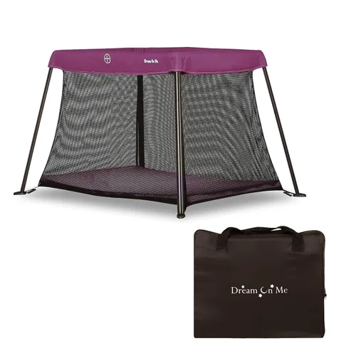 Miniatura 8 de Dream On Me Corral ligero de viaje para bebé con puerta de acceso con cremallera, laterales de malla transpirable con colchón suave y cómodo, diseño