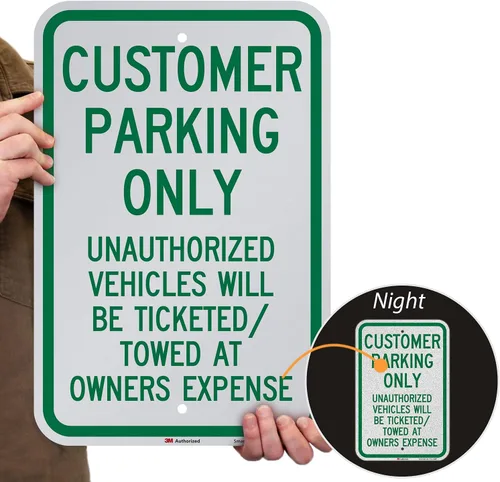 Miniatura 2 de SmartSign Letrero "Solo estacionamiento para clientes: vehículos no autorizados con boletos/remolcados" 12 x 18 pulgadas, aluminio reflectante