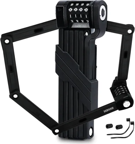 Auto Care Cerradura de código plegable para bicicleta, cerradura plegable de combinación de 4 dígitos de acero de aleación gruesa de 35 pulgadas con