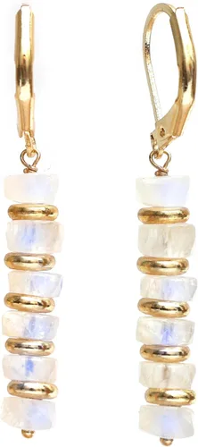 Miniatura 19 de Pendientes colgantes de cuentas naturales ligeros hechos a mano con cristales de joyería hipoalergénica sin manchas chapados en oro, joyería