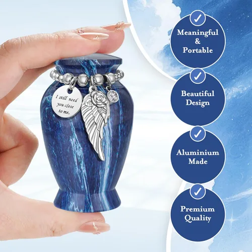 Miniatura 3 de Dletay Urnas pequeñas para cenizas humanas, recuerdo de 2.85 pulgadas, mini urna de cremación conmemorativa para mujeres y hombres, urnas funerarias