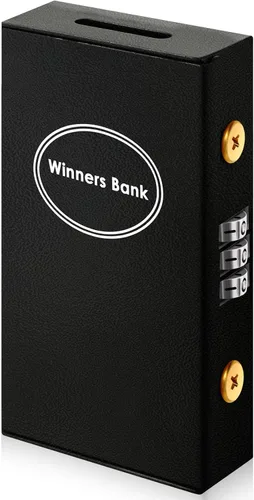 Miniatura 8 de Reallnaive 1 Paquete Caja de Metal para Apostadores Tamaño de Bolsillo Banco Ganador Caja de Dinero de Casino con 2 Llaves Caja Fuerte Portátil