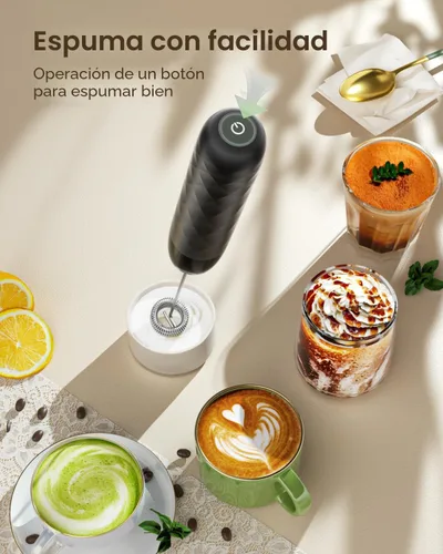 Miniatura 6 de Maestri House Espumador de Leche Recargable, LunaFro Mini Creador de Espuma Eléctrico de Mano, Batidor de Acero Inoxidable Desmontable, Mezclador