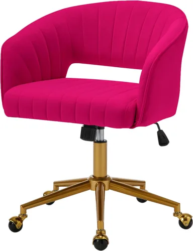 Miniatura 14 de Westice Juego de 1 silla de escritorio de terciopelo para oficina en casa, sillas modernas copetudas con patas de metal dorado, sillón tapizado