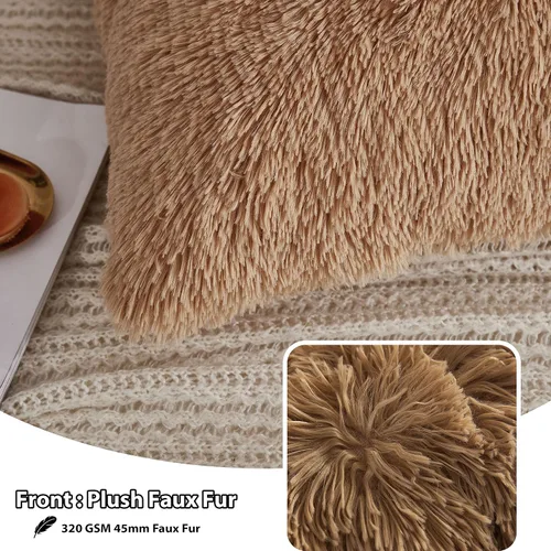 Miniatura 3 de LIFEREVO Paquete de 2 fundas de almohada de pelo sintético, serie de lujo, súper suave, con cierre de cremallera para decoración del hogar, sofá