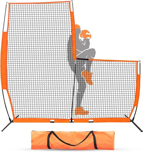 Pantalla de béisbol en L para jaula de bateo, accesorio de pelota de entrenamiento ligero, protección de jarra de 7 x 7 pies, red protectora de red