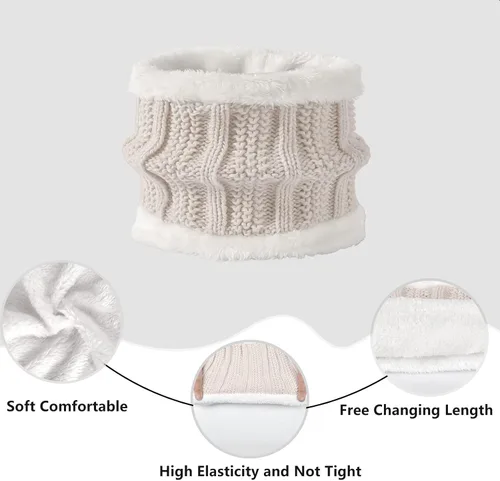 Miniatura 4 de Conjunto de guantes de invierno para mujer, gorro de forro polar, bufanda para pantalla táctil, guante 3 en 1