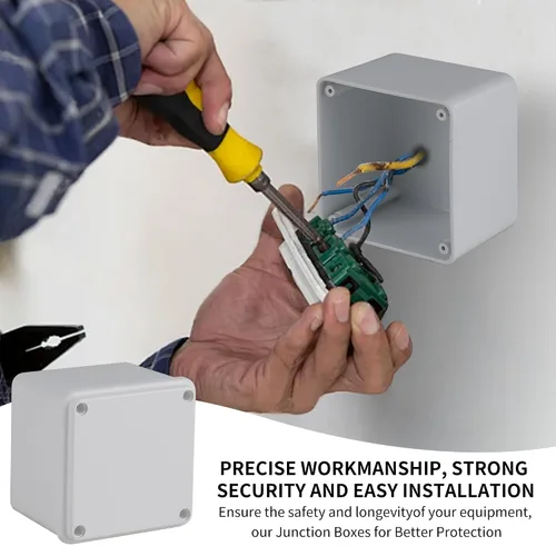 Miniatura 6 de Paquete de 6 cajas de 4" x 4" x 3" de plástico PVC a prueba de polvo e impermeables IP65, cajas de conexiones y conductos para proyectos, gabinete