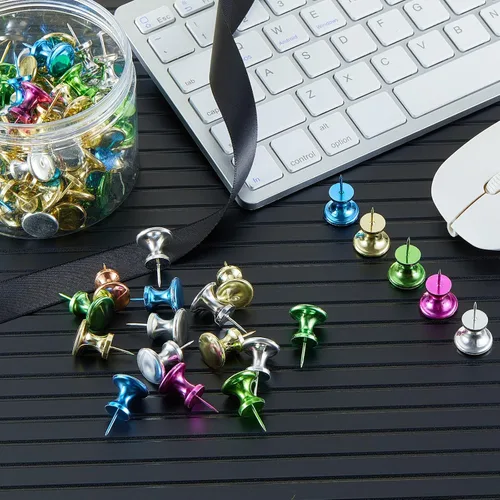 Miniatura 6 de Outus 100 Pcs Pines de empuje gigantes con tachuelas de pulgar grandes con cabezas de plástico de 1 pulgada, pines grandes para tablero de corcho