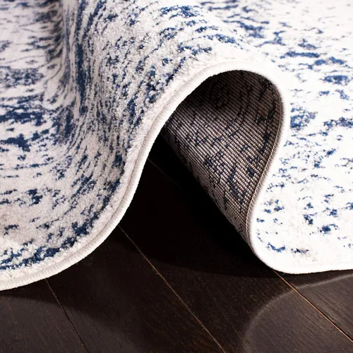 Miniatura 6 de SAFAVIEH Madison Collection - Alfombra de área cuadrada de 4 pies, color crema y azul marino, diseño desgastado de medallón de copo de nieve,