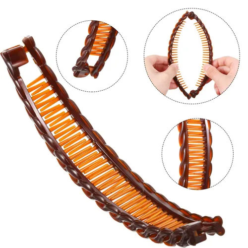 Miniatura 3 de WILLBOND 6 pinzas para el pelo de plátano, pinzas para el cabello con forma de pez, clip para cola de caballo, accesorio para cabello de mujer marrón