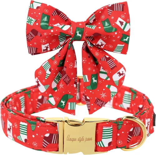 Miniatura 16 de Unique style paws Collar de perro de color verde sedoso, ajustable, duradero, con lazo para boda, collar de pajarita para cachorros y gatos pequeños