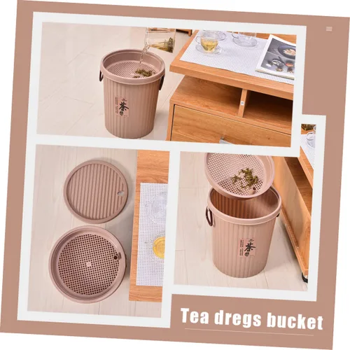 Miniatura 8 de LIFKOME Cubo de basura de escritorio, 8L, marrón claro, plástico