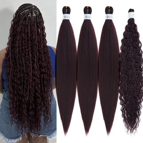 Miniatura 30 de Cabello para trenzar rizado ondulado negro 1B preestirado de onda oceánica profunda de ganchillo bohemio para trenzar de 16 pulgadas, 2 paquetes