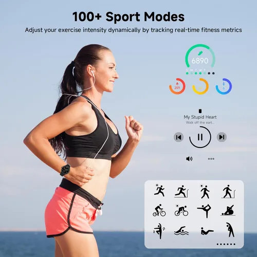Miniatura 4 de Relojes inteligentes para mujeres y hombres de 1.27" HD con rastreador de actividad física con monitor de ritmo cardíaco/sueño/pasos/SpO2, reloj