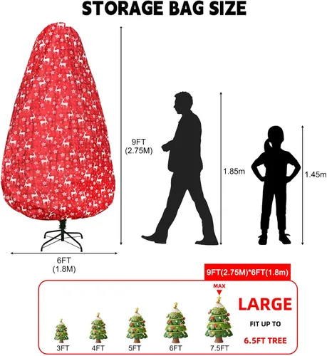 Miniatura 3 de Onesing Bolsa de almacenamiento para árbol de Navidad de 9 x 6 pies, cubierta roja para árbol de Navidad a prueba de polvo para almacenamiento