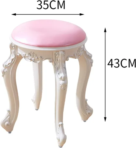 Miniatura 2 de Taburete de tocador, taburete de maquillaje, banco acolchado, asiento de piano en dormitorio, baño, pata de acero de plástico ABS, 16.9 in