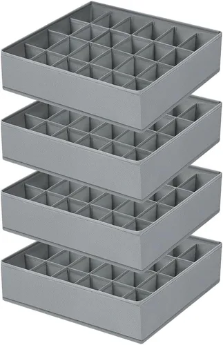 Miniatura 9 de Paquete de 4 organizadores de calcetines, divisor grande para cajones de calcetines, almacenamiento de ropa interior, 24 celdas, organizadores
