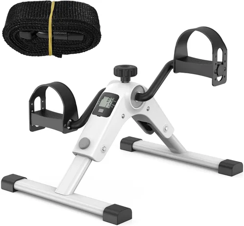 MOMODA Under Desk Bike Pedal Exerciser with LCD Display Portable Mini Exercise Bike for Arm and Leg 2-Blanco