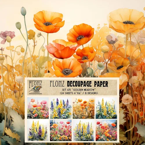 Miniatura 9 de Paquete de papel Decoupage (24 hojas de 6 x 6 pulgadas), flores índigo: delicados grabados florales azules y blancos inspirados en porcelana clásica