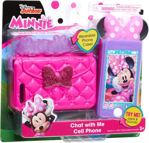 Miniatura 7 de Just Play - Juego de teléfono celular Disney Junior Minnie Mouse Chat with Me Pretend Play, luces y sonidos, juguetes para niños a partir de 3 años