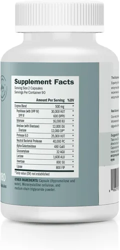 Miniatura 2 de Houston Enzymes TriEnza - Suplemento enzimático digestivo para gluten, caseína, soja, proteínas, carbohidratos, grasas y polifenoles, enzimas
