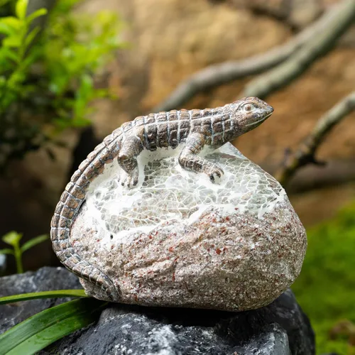 Miniatura 2 de Rezpuao Estatua de jardín de lagarto, decoración solar de lagarto para exteriores, figura de lagartos de resina con luz solar para patio, balcón