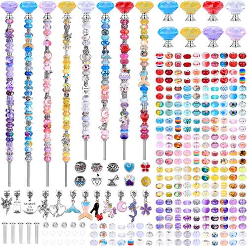 Miniatura 20 de Kit de 158 piezas de varitas de hadas de bricolaje para jardín, múltiples esquemas de color con cuentas europeas, cristales y puntas de diamante