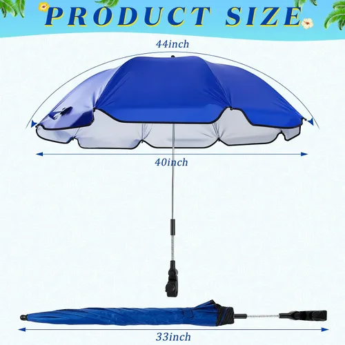 Miniatura 2 de Buryeah Paraguas automático para silla con abrazadera universal de 44 pulgadas, UPF 50+, abrazadera portátil en silla de playa, sombrilla ajustable