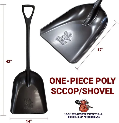Miniatura 3 de Bully Tools Pala de nieve de polietileno, pala de polietileno resistente para limpiar pasillos, herramienta de plástico ligera para cubiertas Negro