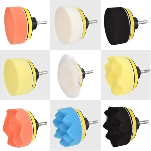 Miniatura 5 de 3 pulgadas 11 unids/set auto autoadhesivo pulir esponja cera rueda de lana disco de pulido almohadilla para pulidor automotriz taladro adaptador