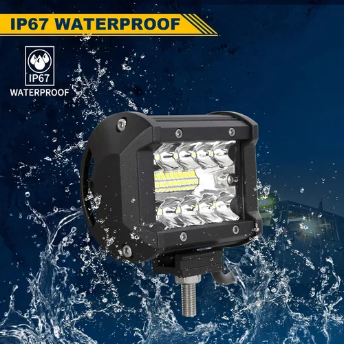 Miniatura 5 de RIGIDON 2 Piezas Luces Antiniebla LED de 4 Pulgadas 10cm 60W, Combo de Focos de Inundación de Triple Fila 8D 6000LM Luces de Trabajo LED, 12V 24V