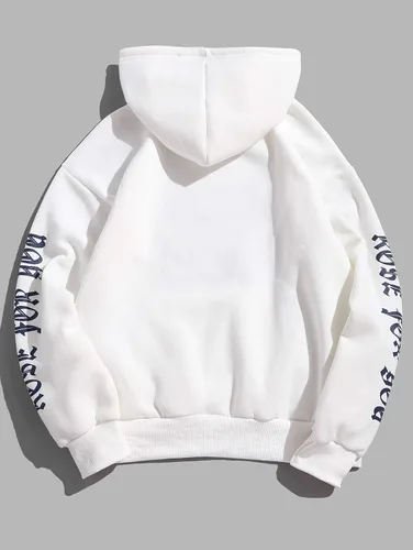 Miniatura 2 de ZAFUL Sudadera con capucha de forro polar unisex con estampado de letras rosas y bolsillo de canguro para hombre