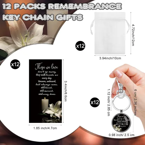 Miniatura 2 de Junkin - Recuerdos de funeral para invitados, incluyendo llavero, tarjetas de oración y bolsas de organza para la celebración conmemorativa