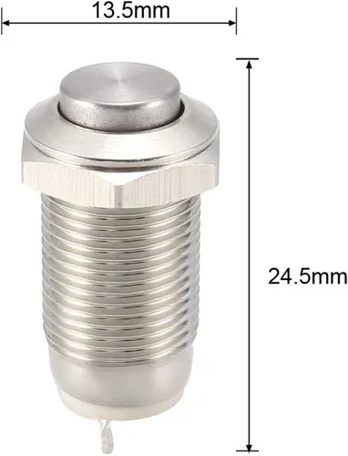 Miniatura 3 de uxcell Interruptor de botón de metal con pestillo 0.394 in Diámetro de montaje 1NO 250V 5A