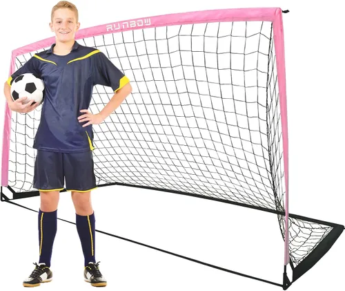 Miniatura 8 de Portería de fútbol infantil de 9 x 5 pies con bolsa de transporte, red de fútbol plegable portátil para entrenamiento en el patio trasero, uso