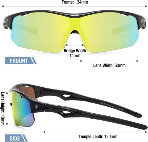 Miniatura 3 de DUCO DK261 - Gafas de sol deportivas de béisbol para jóvenes, con marco TR90 irrompibles, ligeras, para niños y niñas