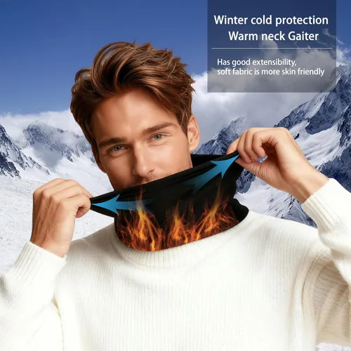 Miniatura 3 de ISQ Paquete de 2 polainas de cuello de invierno cálidas y cómodas, calentador de cuello masculino y femenino, adecuado para esquí y ciclismo al aire