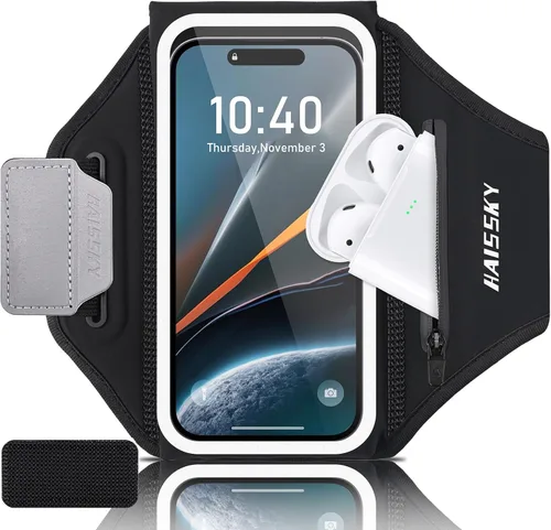 Brazalete para correr con soporte para auriculares - Brazalete para teléfono de diseño 3D para iPhone 15/14/13 Pro/Plus y Galaxy S20/S10, soporte