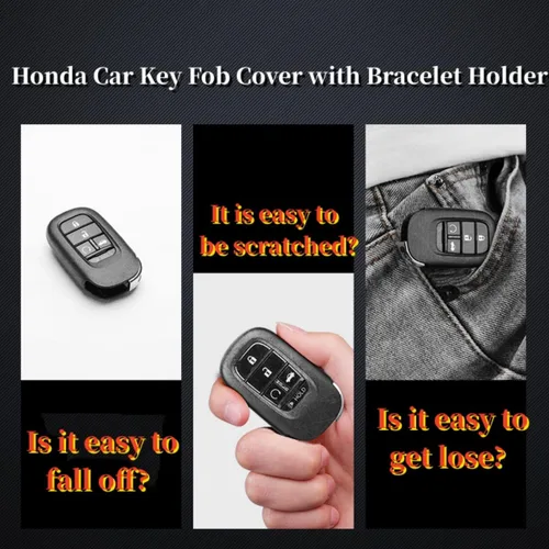 Miniatura 5 de Funda para llavero de coche para Honda 2022 2023 2024 2025 Civic CR-V XR-V con pulsera brillante con cuentas de silicona y llavero de diamante