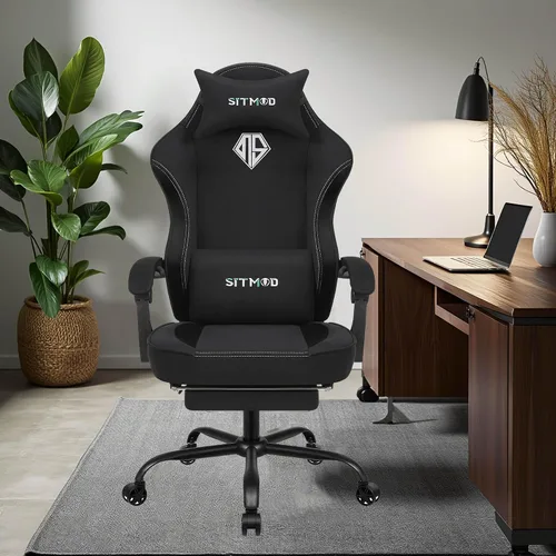Miniatura 2 de SITMOD Silla de juegos – Silla de juegos grande y alta para adultos con peso máximo de 400 libras, altura y ángulo ajustables, reposapiés y soporte